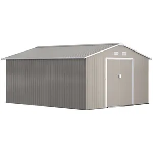Cobertizo de almacenamiento de Metal duradero con techo de jardín al aire libre de 13x11 pies YASN