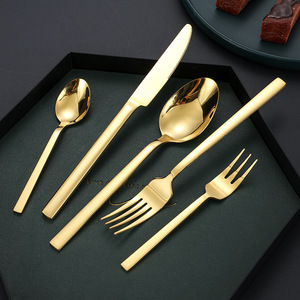 Stainless Steel Cutlery <b>Set</b> Knife Fork Spoon Solid Color Dishwasher Safe For Hotel Home Use Western Cuisine Desserts - Product Image 2