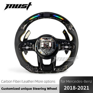 Pour Mercedes-Benz <span class=keywords><strong>2015</strong></span>-2021 Volant personnalisé en fibre de carbone avec LED W205 C300 E260 E300 S400 <span class=keywords><strong>G350</strong></span> GLA 43 GT AMG GLB GLC SL - Product Image 2