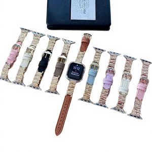 Bracelet en cuir pour montres Series 11/10 SE et 89 Pro, design irrégulier haut de gamme avec fermoir à ardillon - Product Image 3