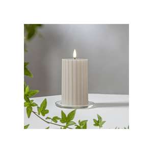 Star Trading LED Wachskerze Flamme Stripe Batterie Timer 15x7,5cm beige - Product Image 2