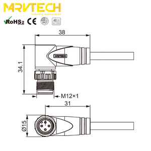 Conector Circular M12 Macho de 4 Pines, Cable M12 Acode 02m, 4p - Product Image 5