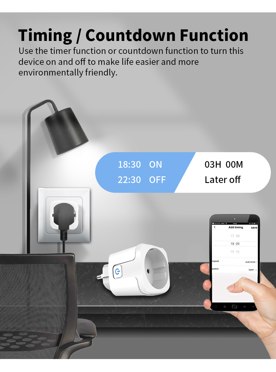 EU Plug Tuya Remote Power Socket Life APP Intelligence Remote Light Socket