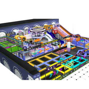 Overdekte, levendige trampolinepark met meerdere niveaus, speeltuin voor kinderen met glijbaan en ballenbak voor commerciële attractieparken - Product Image 1