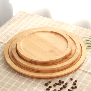 Plateaux de service en bambou rectangulaires et ronds, assiettes en bois naturel pour la cuisine et l'hôtellerie, style simple, couleur unie - Product Image 2