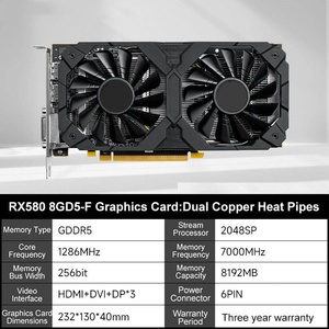 คอมพิวเตอร์ตั้งโต๊ะใหม่ 8GB GDDR5 PCIe พัดลมคู่ การ์ดจอเกมมิ่ง DisplayPort 580 2048SP ความเร็วคอร์ 7000MHz หน่วยความจำประสิทธิภาพสูง - Product Image 1