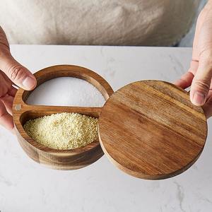 Caja de especias de madera natural de la mejor calidad con tapa, organizador multiusos para almacenamiento de hierbas para uso en la cocina, disponible para la venta. - Product Image 6