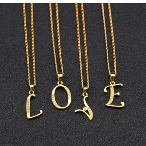 Iced Out Zircon Cristal Alphabet Lettre Choker Colliers Chaîne <span class=keywords><strong>En</strong></span> <span class=keywords><strong>Or</strong></span> 26 <span class=keywords><strong>Initiale</strong></span> Collier Pour Femmes Hommes - Product Image 1