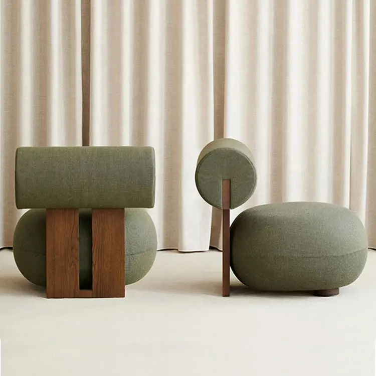 Diseño nórdico ocio sala de estar silla muebles para el hogar sillón de madera de Fresno salón moderno acento terciopelo Hotel vestíbulo sofá sillas