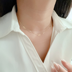 AU585 Collier en <span class=keywords><strong>or</strong></span> pur <span class=keywords><strong>jaune</strong></span> Chaîne pour femme Simple Fine Fine Choke Stack Collier en <span class=keywords><strong>or</strong></span> véritable 14K - Product Image 5