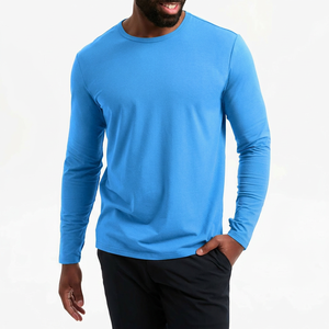 T-shirt à manches longues pour homme, couleur unie, tricoté, col rond, coupe ajustée, vêtements décontractés - Product Image 3
