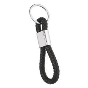 Cavo Portachiavi in Pelle Nera Intrecciata - Product Image 1