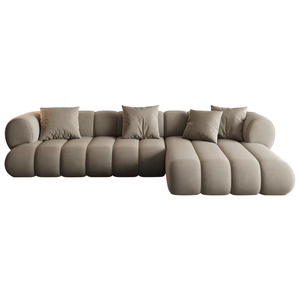 Modern <b>L</b>-<b>Shaped</b> Sectional <b>Sofa</b> Set with Stainless Steel Legs Fabric <b>Covered</b> Compressed Design for Living Room Furniture - Product Image 2