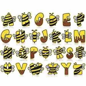 Stock Cute 5.5cm Honeybee Printed Twill Embroidery Letter Patch for Kids Clothing Bags - Product Image 4