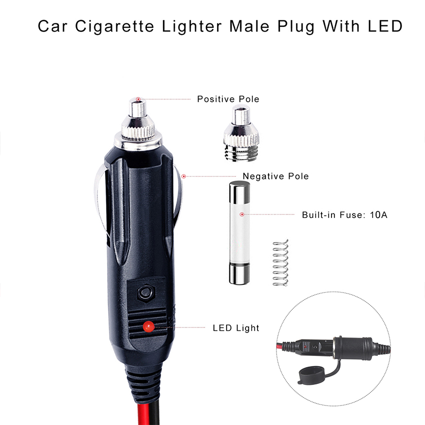 Cavo Prolunga Accendisigari Maschio A Terminali Anello – 3 Metri, 20A, 12V-24V Per Auto E Camper - 2