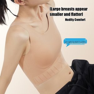 Nahtloser Brustbinder-BH für Frauen in Übergröße, <span class=keywords><strong>Trans</strong></span>, Lesben, Tomboys, Flacher Kompressions-Sport-BH in Eisblau, <span class=keywords><strong>Nude</strong></span>, Schwarz, Grau, Grün - Product Image 3
