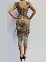 NOVANCE Y2021 Vente en gros Robe élégante sans manches à franges et strass pour femme, idéale pour les soirées dansantes