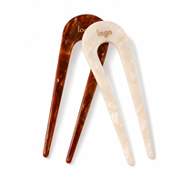 Newyeah Vente en gros Pince à cheveux en acétate de 14 cm avec logo personnalisé, épingle à cheveux en U, support pour chignon français, cadeau personnalisé pour femmes
