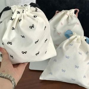 Biodegradable Butterfly Pattern Cotton Canvas <b>Pouch</b> Natural Color Cotton Muslin <b>Drawstring</b> <b>Pouch</b> With Cotton String - Product Image 6