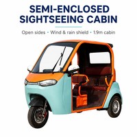 Tricycle électrique semi-fermé pour le tourisme, 3 roues, cabine de 1,9 m, pneus sans chambre à air, directement de l'usine