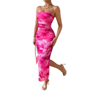 Vestido casual floral sin tirantes estampado de malla, nueva ropa de mujer en el verano de 2025, versión delgada natural - Product Image 5