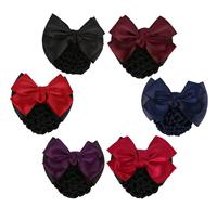 Filet pour femmes Satin Striped Bow Barrette Hair Clip Bun Cover Set Hair Accessory Hair Snood Nets Hairnet Ornament