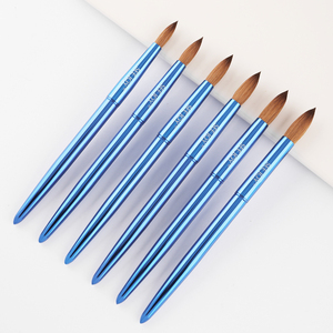Nouveau Pinceau à Ongles de Luxe 2026 <span class=keywords><strong>en</strong></span> Acrylique 100% Pur Kolinsky avec Manche Métallique Bleu, Tête Ovale/Ronde pour Nail Art # 12- # 22 - Product Image 5