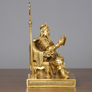 Figura de Guan Gong en bronce, hecha a mano, estatua del Dios de la Guerra y la Riqueza sentado, decoración para el hogar, regalo empresarial - Product Image 3
