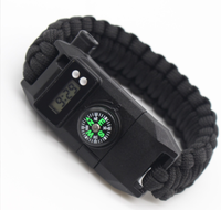 Bracelet de survie multifonctionnel en gros pour l'extérieur avec boussole et sifflet d'urgence en TPE/PVC