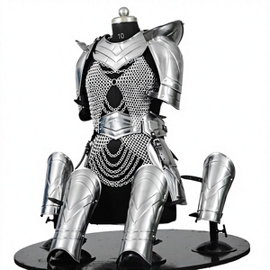Épaulettes en acier inoxydable plaqué argent poli, accessoire de costume de guerrier tendance - Product Image 4