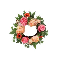Круглый цветочный венок, цветная Роза, пион, цветок, искусственный цветочный венок, декоративные свадебные мероприятия, праздничное украшение для дома и улицы