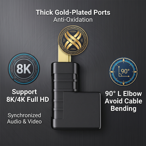 Adaptador HDMI Veggieg de 90 Grados, Convertidor HDMI Hembra a Macho de Alta Velocidad, Conector HDMI AF a AM en Ángulo Recto Chapado en Oro - Product Image 5