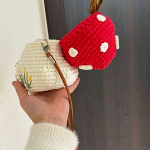 Crochet nấm nhà túi tự làm Kit-dễ thương sợi nghề cung cấp cho người mới bắt đầu | Đồng xu nhỏ Crossbody/vai túi làm Kit - Product Image 3
