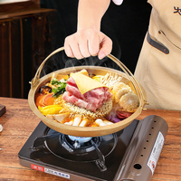 Poêle à soupe, poêle à frire, poêle à paella pour fruits de mer, poêle à double poignée, en acier inoxydable moderne de haute qualité, antiadhésive, compatible avec les cuisinières à gaz