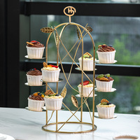 Présentoir à desserts à trois niveaux en acier inoxydable, style européen, pour le thé de l'après-midi, plateau à fruits, présentoir à gâteaux, pour les pauses thé, buffet d'hôtel, froid