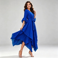 Robes de soirée formelles pour femmes, Robe décontractée mi-longue pour femmes, Robe plissée Miyake grande taille à ourlet asymétrique floral 3D