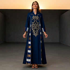 Abaya élégante en polyester patchwork de luxe sur mesure pour femmes musulmanes, fournisseur en gros - Product Image 4