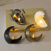 Cadeau islamique, petite lampe lune et étoile, décorations du Ramadan, décoration de l'Aïd, bougies électriques LED musulmanes, porte-bougie