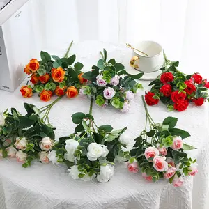 Simulation Roses Bunches Living Room Table Decorations Bouquets Artificial Flowers Wholesale