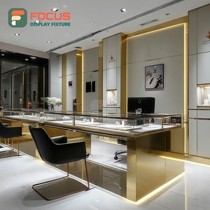 Luxury Jewelry Retail Showcase System Wood <b>Frame</b> Boutique Space Glass Showcase - Product Image 6