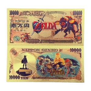 Billet de banque commémoratif <span class=keywords><strong>Zelda</strong></span>, personnage de jeu d'anime japonais, 10 000 Yen, feuille d'or, cadeau de collection, vente chaude - Product Image 3