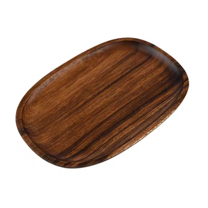 Assiettes en bois d'acacia et <span class=keywords><strong>de</strong></span> noyer noir, rondes, irrégulières, ovales, <span class=keywords><strong>vaisselle</strong></span> en bois massif pour fruits, desserts, pain - Product Image 5