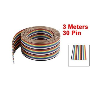 Cable plano de cobre Uxcell IDC de 30 pines, 1,27 mm, 10 pies, conector FFC FPC de color arcoíris - Product Image 3
