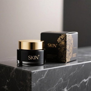 Contenants de crème pour soins de la peau personnalisés de luxe 30 ml 50 ml, pots cosmétiques en verre ambré givré mat noir vides avec couvercles - Product Image 3