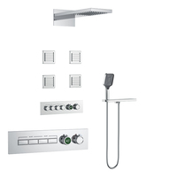 Système de douche encastré à jets de massage pour salle de bain Ensemble de douche à effet pluie mural avec mitigeur thermostatique à 5 voies Kit