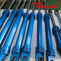Cilindro hidráulico de doble efecto con brida frontal cuadrada y varilla delgada, azul brillante, para expulsor de molde de inyección