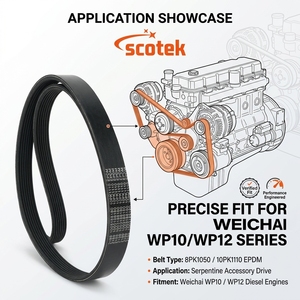 <span class=keywords><strong>Courroie</strong></span> trapézoïdale nervurée robuste 8PK1050 612600061256 pour moteurs Weichai WP10 WP12 – Pièce de rechange durable en EPDM, <span class=keywords><strong>courroie</strong></span> multi-V - Product Image 3