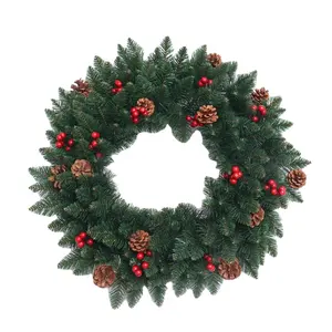 60cm पदोन्नति ग्रीन हस्तनिर्मित शास्त्रीय क्रिसमस पुष्पांजलि - Product Image 4