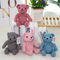 Peluche mignonne pour couple, motif pied-de-poule, petit ours, différentes couleurs, ruban, rembourrage en coton PP, jouets en peluche Missyou pour la Saint-Valentin