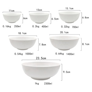 Vente en gros de vaisselle de restaurant avec logo personnalisé, bols ronds en céramique pour dîner, soupe de riz, 4.5/5/6/7/8 pouces, blanc uni - Product Image 2